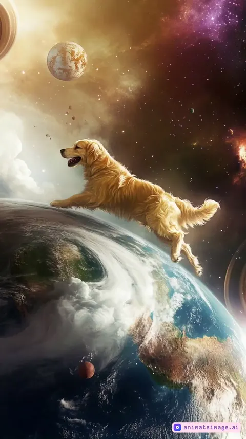 the way a dog runs and spins the earth