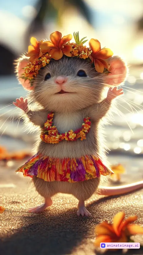 Dancing mouse in a tiny skirt spins to a lambada beat