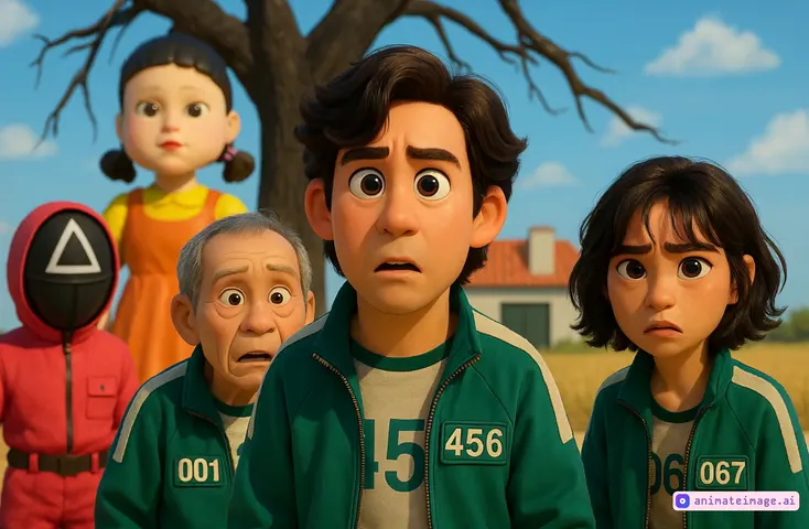 The characters are standing around surprised and confused