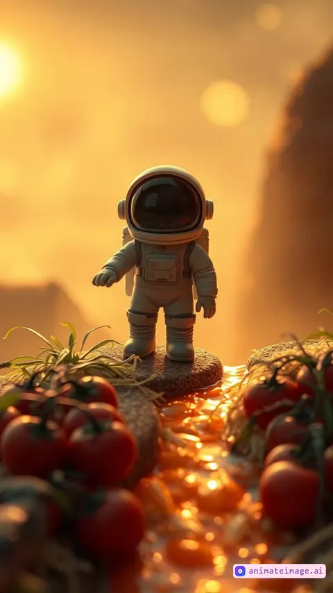Astronaut Jumping Forward, Slow Motion, Amazing Details, Masterpiece, 4K Quality, Camera Movement in Circles