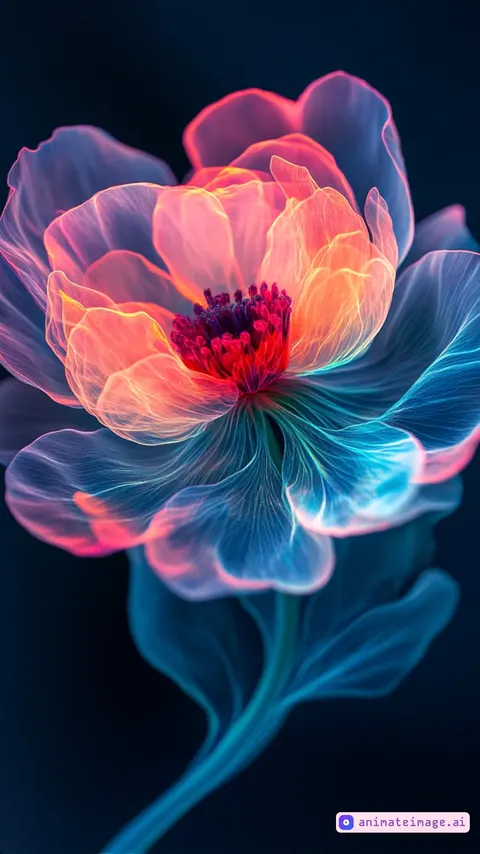 a magical flower opens and transforms into a multitude of small flying glowing butterflies