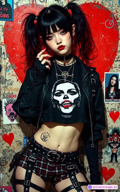 The green eyed woman starts k-pop dancing, shaking her hips rhythmically to the beat, her pigtails swaying with her movements as She runs her hand through her hair, flipping her pigtails, her confident smirk filling the frame.
