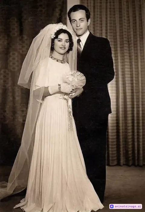 Bride and groom share a joyful moment on their wedding day