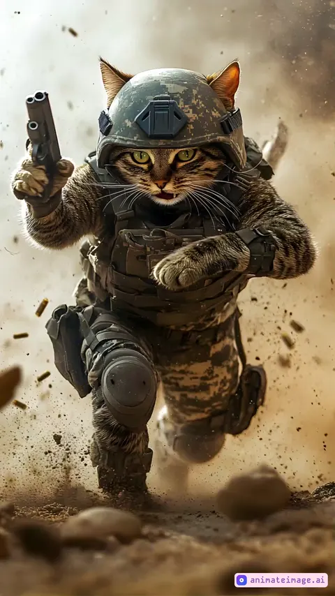 Cat running forward with smooth and stable movements. very smooth and stable gimbal shooting.