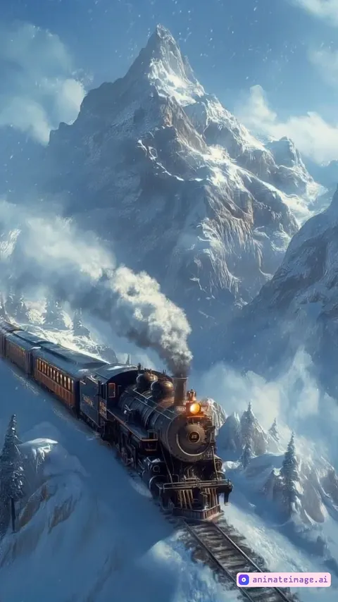 The train moves forward
