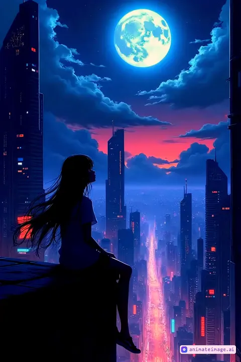 The red hues of the setting sun fade into the deep blues of the night, casting a mesmerizing gradient over the sky.