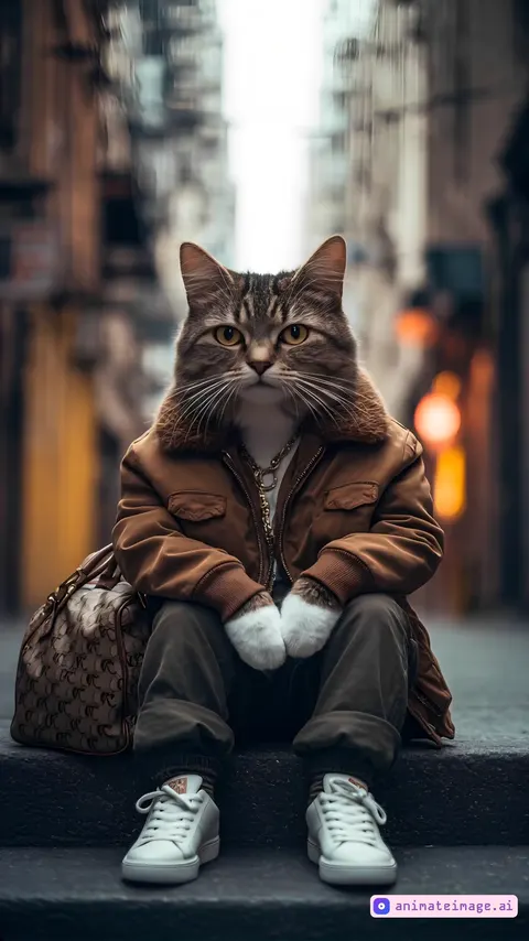 Cat stands up and strolls toward the camera