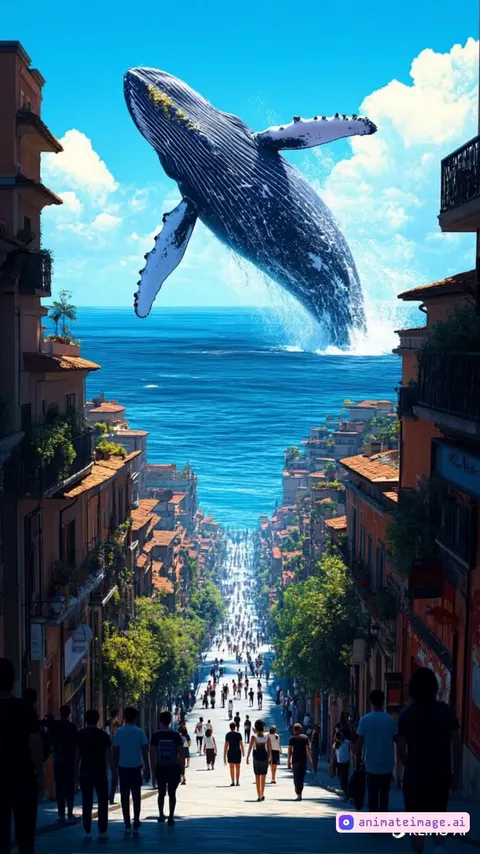 Whale jumps from sea and people get scared