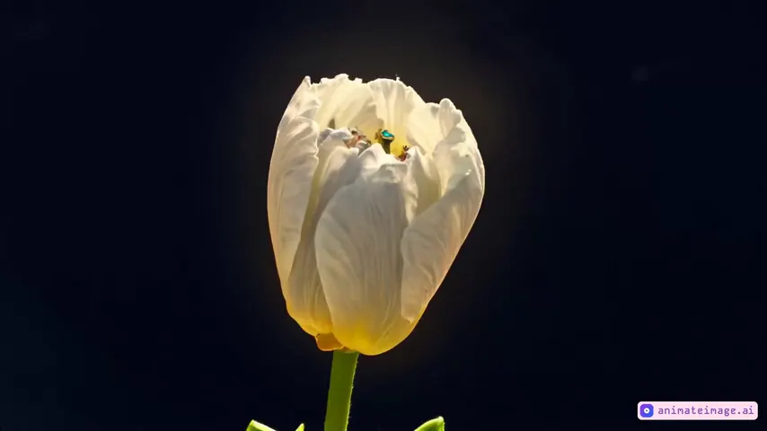 A vibrant flower blooms in soft, diffused lighting, each unfolding petal seamlessly transforming into intricate jewelry pieces adorned with shimmering gemstones, the camera remains stationary to capture the elegant metamorphosis as golden light glows around the delicate petals, creating a magical and serene atmosphere of natural beauty becoming refined artistry.