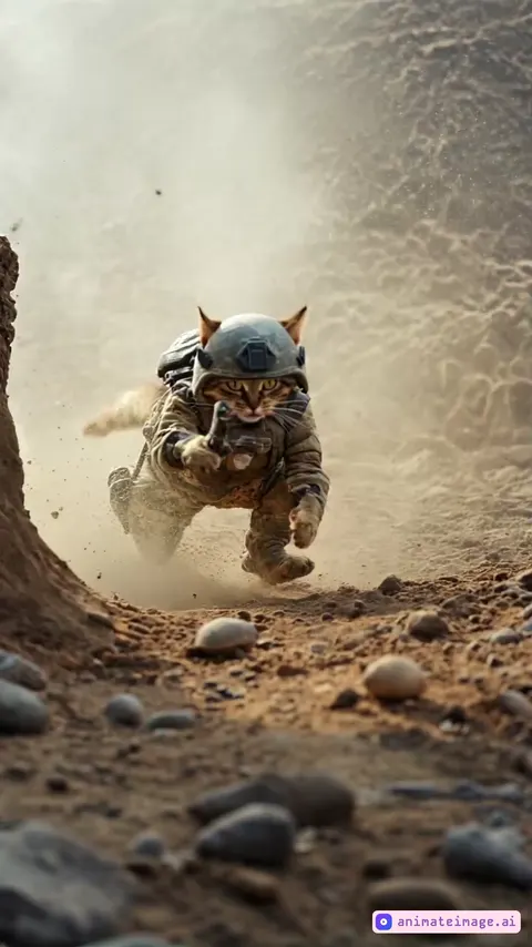 Cat running forward in smooth gimbal shot