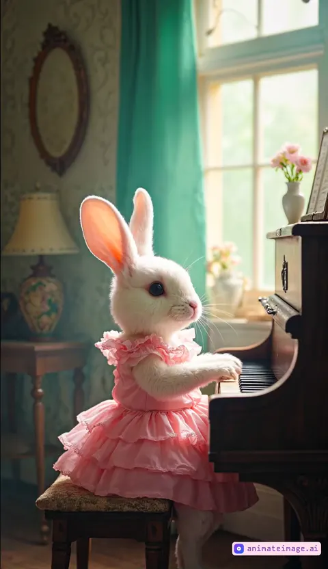 the rabbit plays the piano like a maestro !