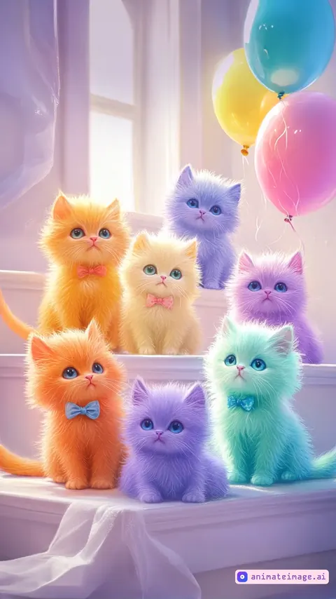 The kittens move cutely and greet each other at the same time.