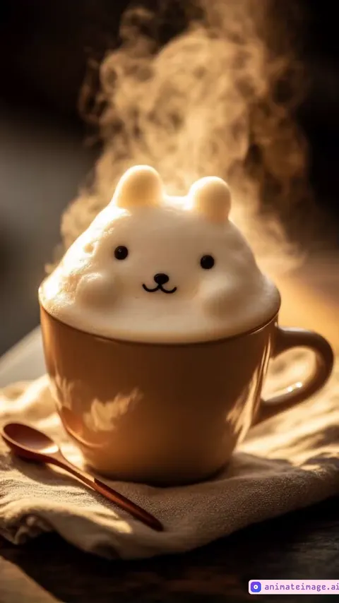 Coffee foam shaped like an animal muzzle