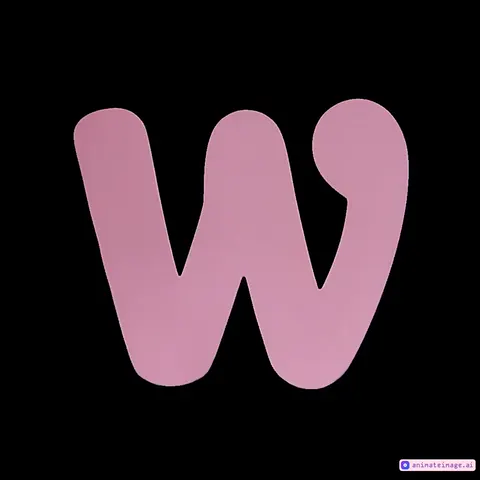 Pink letter W spinning in a full 360 turn