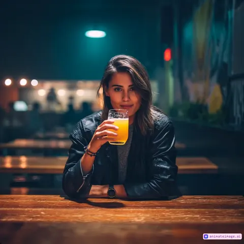 Woman drinking a pint of hazy IPA in a pub
