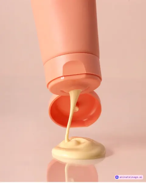 Cream squeezed from a tube onto a pink surface