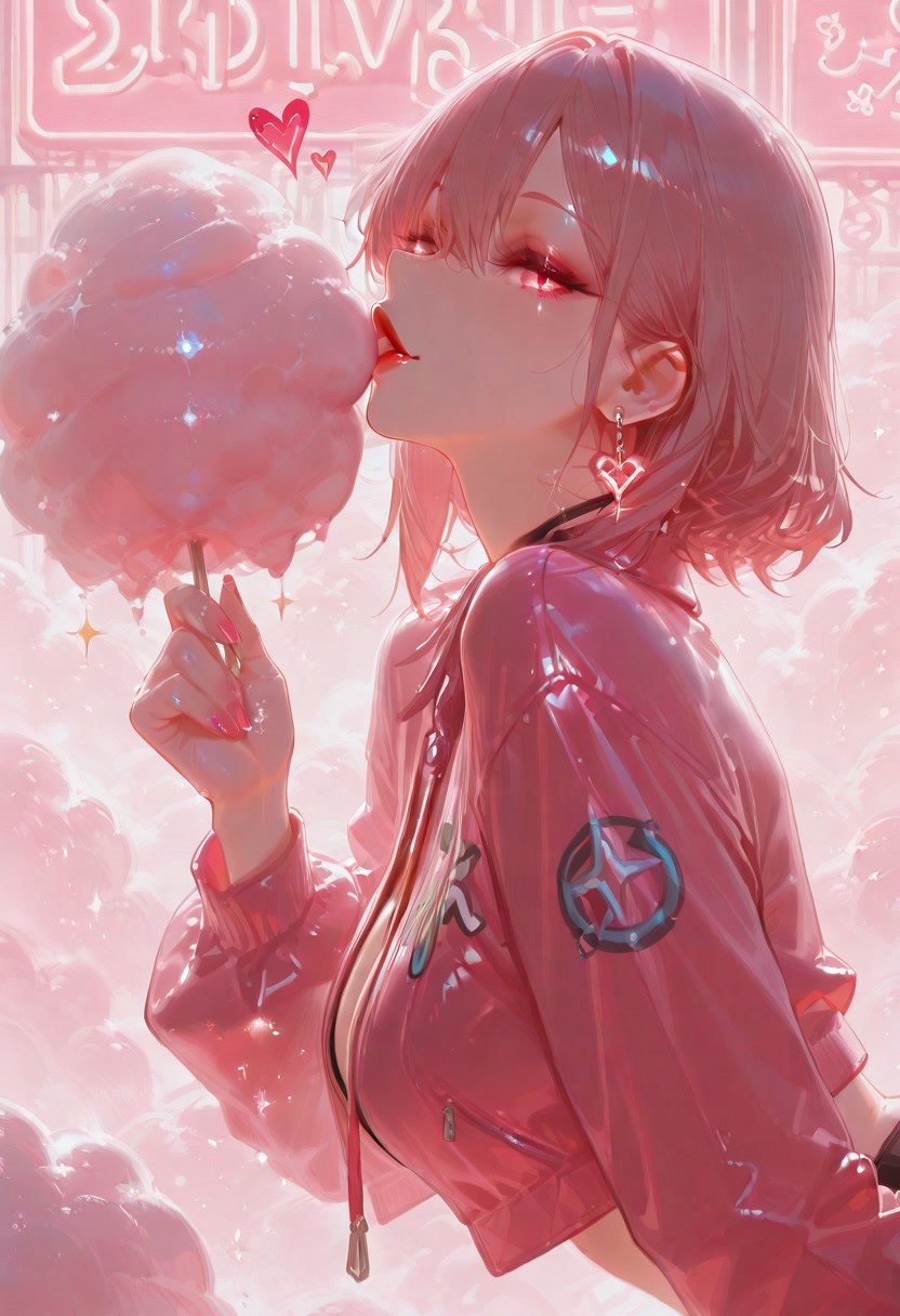 A pink-haired girl in a glossy jacket holds a fluf... | AnimateImage.AI ...